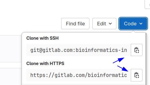 Pick the ‘Clone with HTTPS’ option to copy the https link.